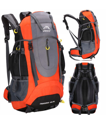 Рюкзак туристичний Springos 70 л CS0128 Чорний/Сірий/Помаранчевий