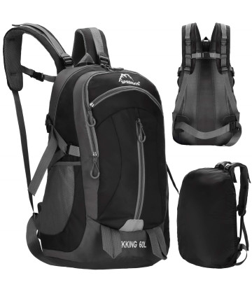 Рюкзак туристичний Springos 60 л CS0132 Чорний/Сірий